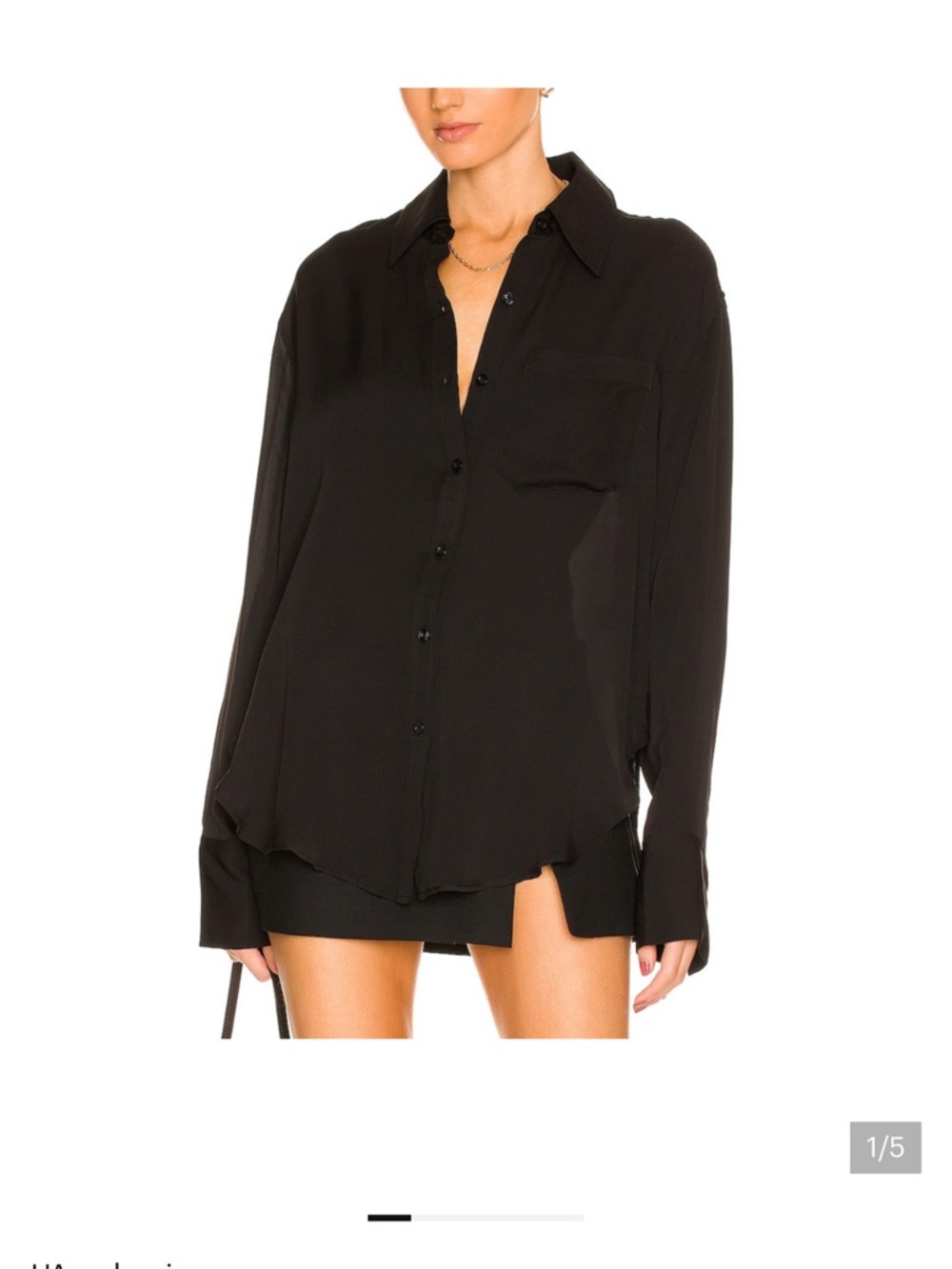 L'Academie Lenae Black Button Down Shirt Size S NWT Revolve Sheer Drapey Blouse - Picture 2 of 10